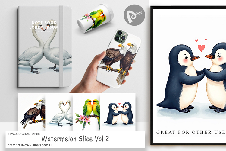 Avian Bird Couples Digital Paper