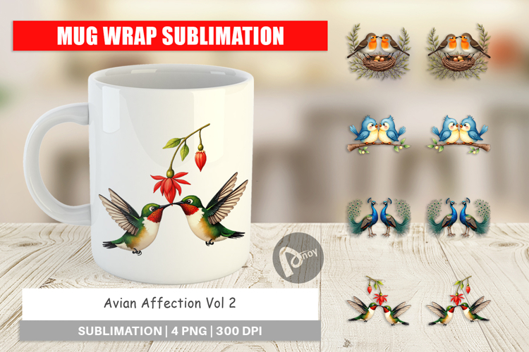 Avian Bird Couples Mug Wrap