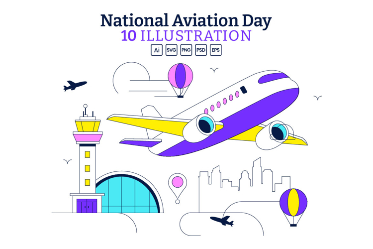 10 National Aviation Day Illustration