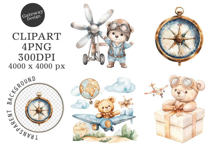 Aviator Teddy Bear Clipart