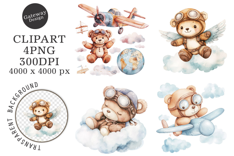 Aviator Teddy Bear Clipart