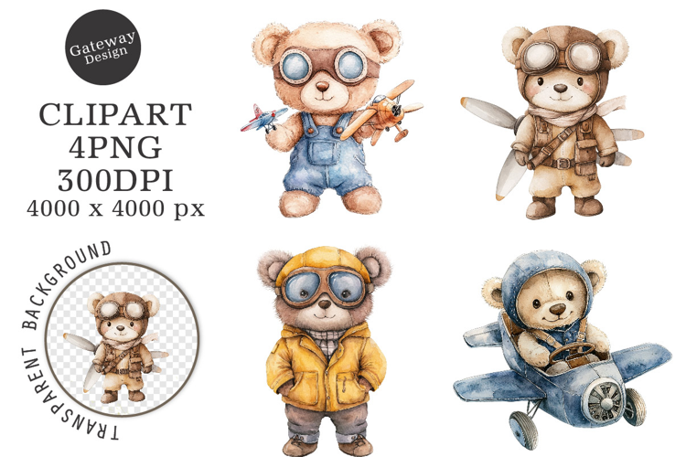 Aviator Teddy Bear Clipart