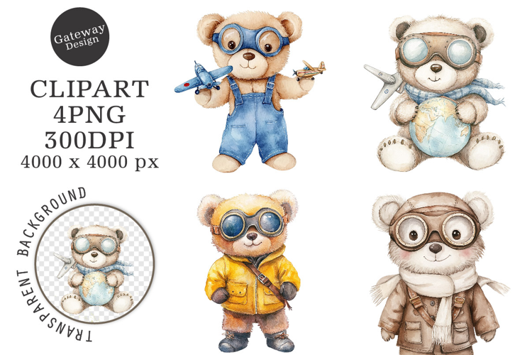 Aviator Teddy Bear Clipart