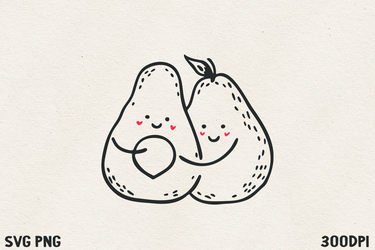Cute Avocado Couple SVG PNG | Funny Valentine Love Avocados