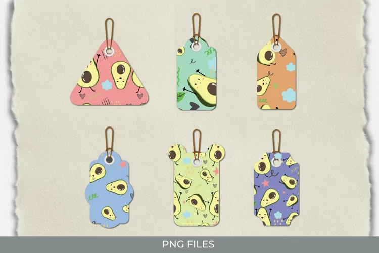 Avocado Seamless Pattern Shaped Tags