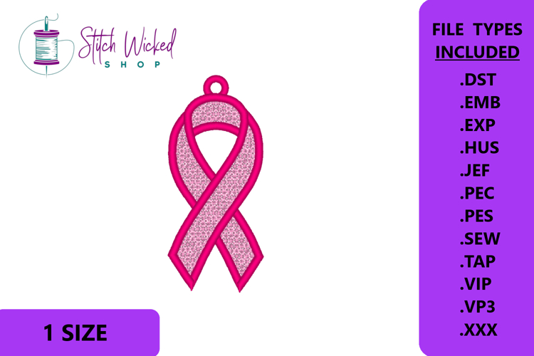 Awareness Ribbon Free Standing Lace Embroidery Design, FSL