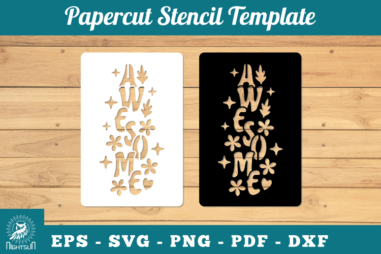 Awesome Papercut Stencil SVG