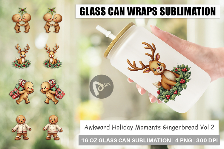 Awkward Holiday Gingerbread Glass Can