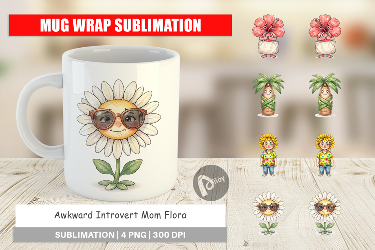 Awkward Introvert Mom Flora Mug Wrap