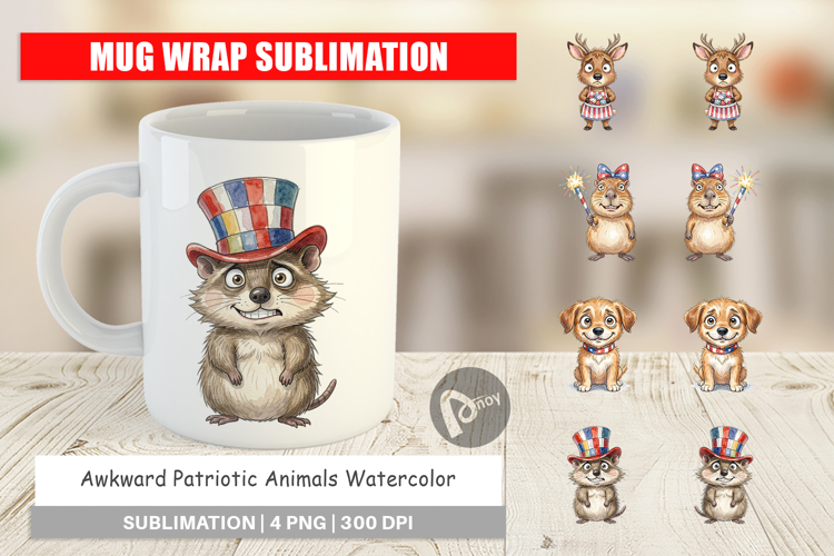Awkward Patriotic Animals Mug Wrap