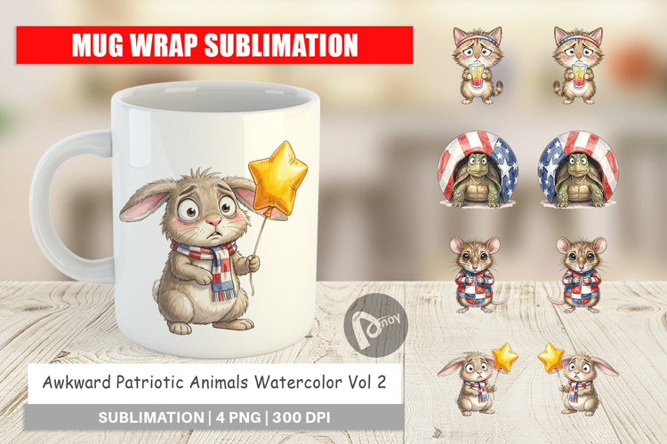 Awkward Patriotic Animals Mug Wrap