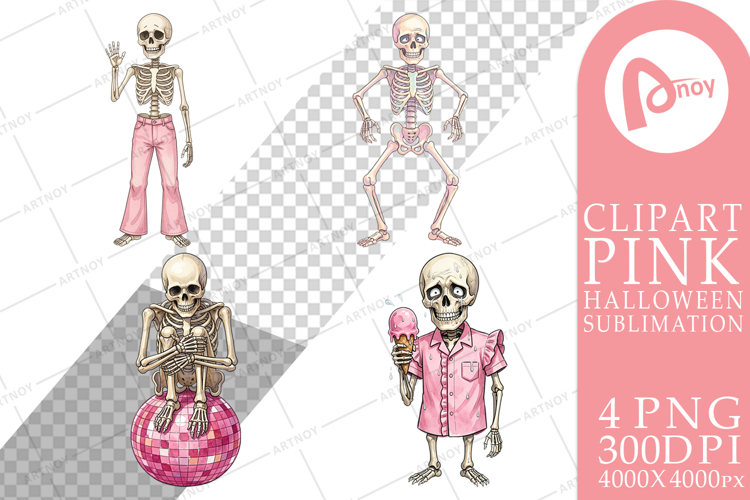 Awkward Pink Skeleton Sublimation