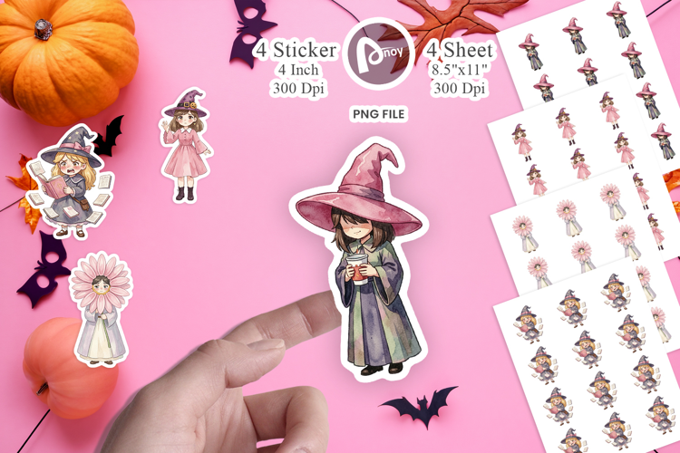 Awkward Pink Witch Sticker