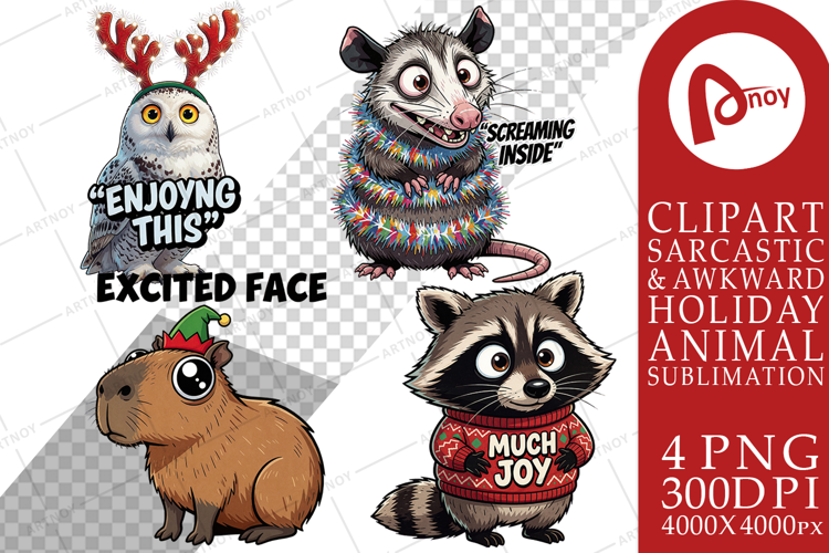 Polite Holiday Animals Sublimation