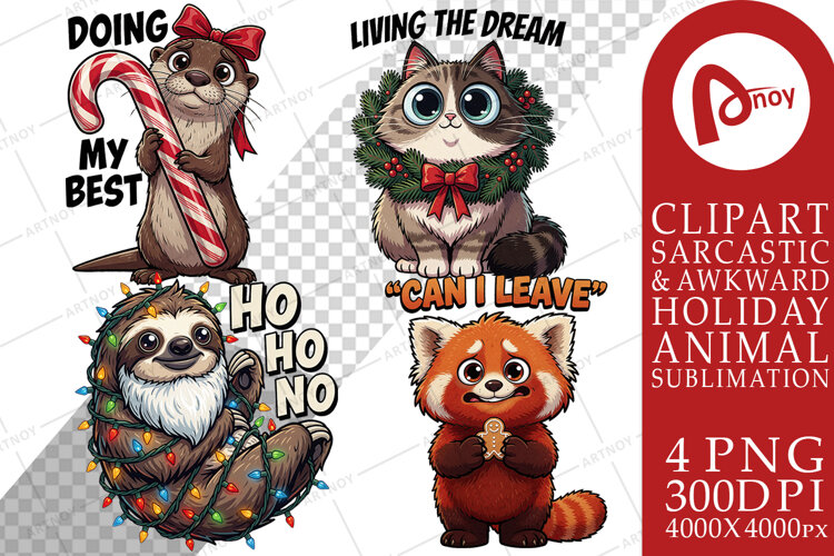 Polite Holiday Animals Sublimation example image 1