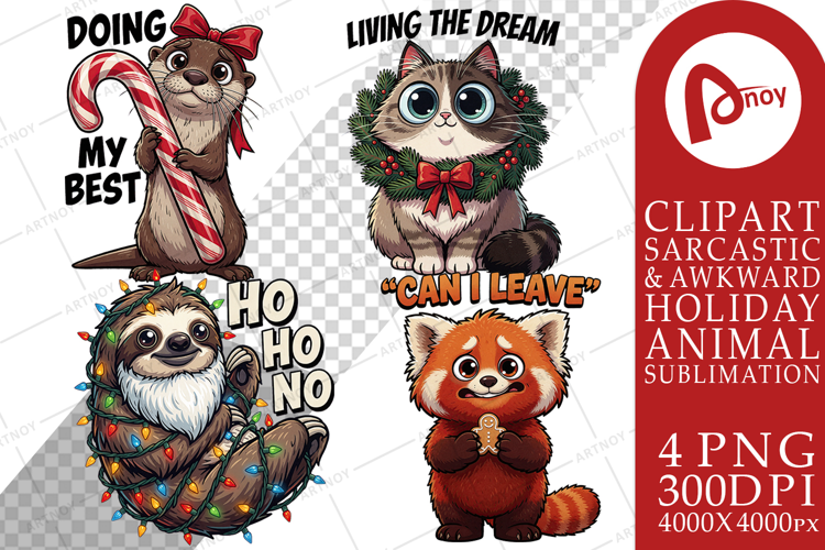 Polite Holiday Animals Sublimation