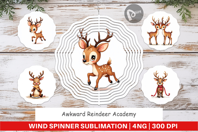 Awkward Reindeer Academy Wind Spinner