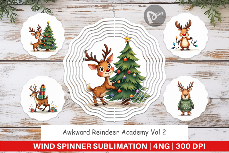 Awkward Reindeer Academy Wind Spinner