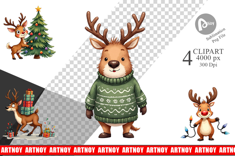 Awkward Reindeer Academy Clipart