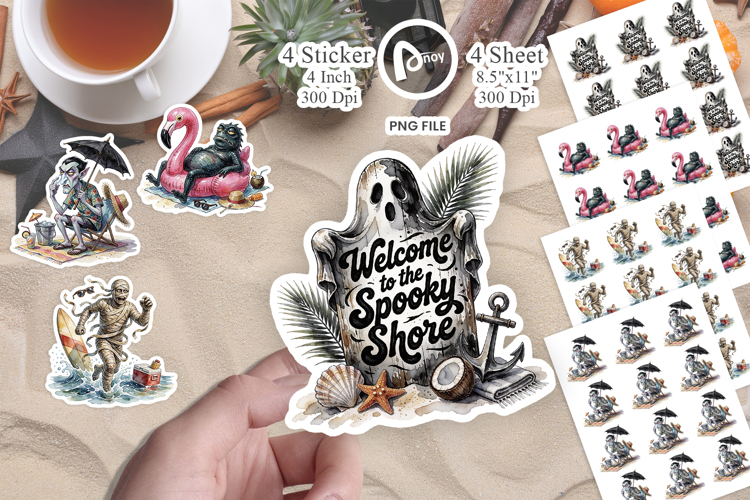 Retro Monster Beach Sticker