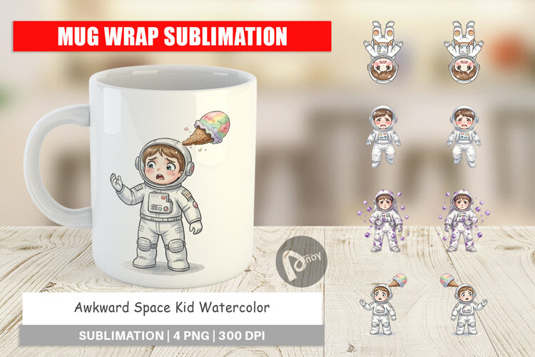 Awkward Space Kid Mug Wrap example image 1