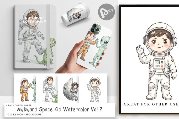Awkward Space Kid Digital Paper