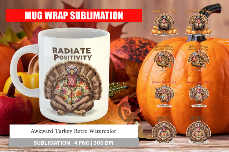 Awkward Turkey Retro Mug Wrap
