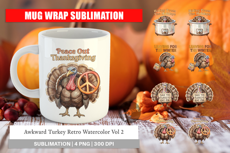 Awkward Turkey Retro Mug Wrap