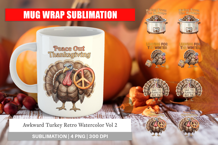 Awkward Turkey Retro Mug Wrap