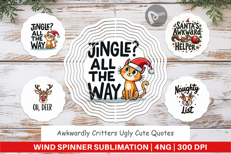 Awkwardly Festive Critters Wind Spinner