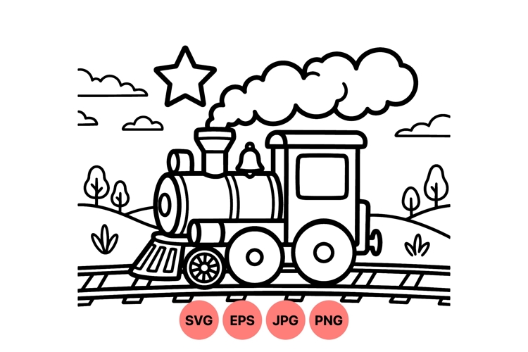 Train Clipart Black And White Image 14
