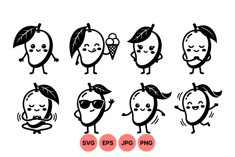 Hand Drawn Cute Mango Character Clipart