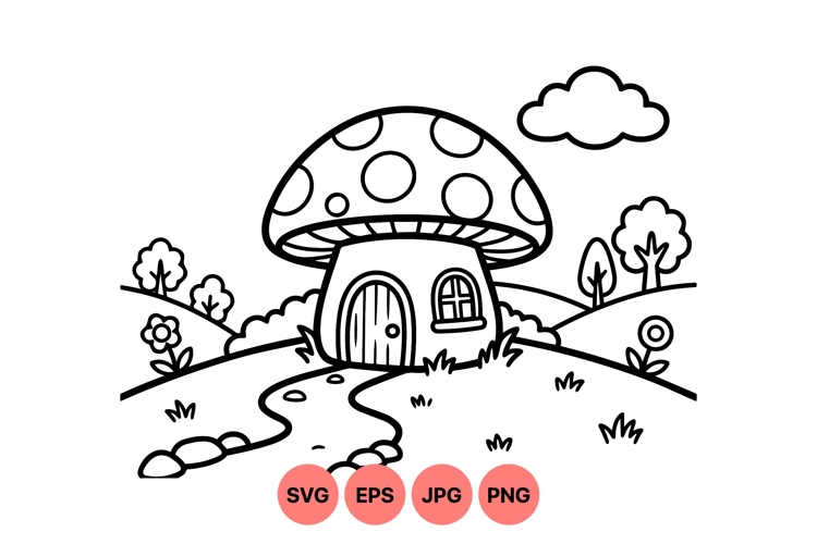 Mushroom House Drawing