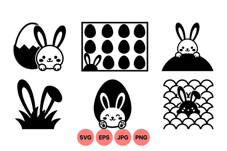 Cute Bunny and Easter Egg Cartoon SVG
