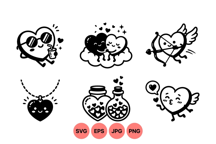 Cute Valentine Heart Character Clipart