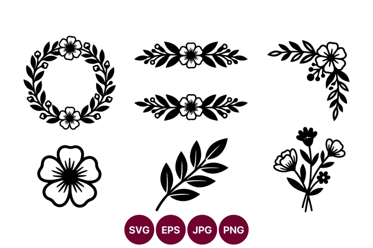 Floral wreath line art for design projects