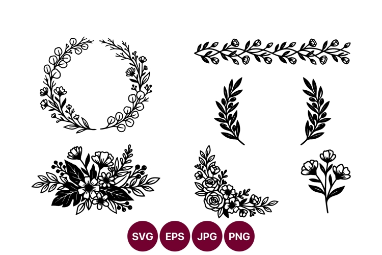 Floral vector elements for crafts and designs