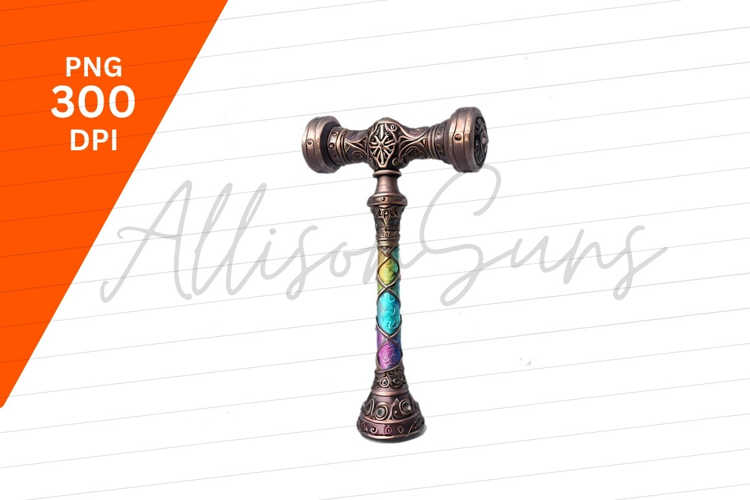 Ornate Hammer With Colorful Stone Inlays