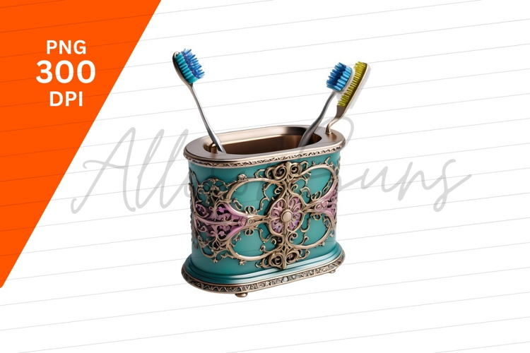 Toothbrushes In An Elegant Decorative Holder