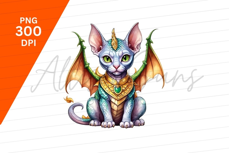 Dragon Cat Feline Fantasy Pet Illustration