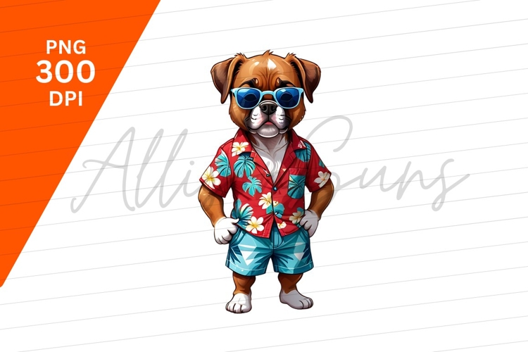 Cartoon Dog Wearing Summer Clothes Clipart Png