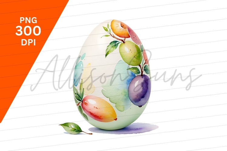 Watercolor Fruit Easter Egg Clipart Png