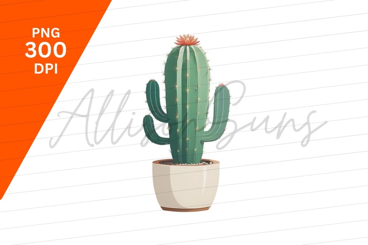 Blooming Cactus In A Pot Clipart Png