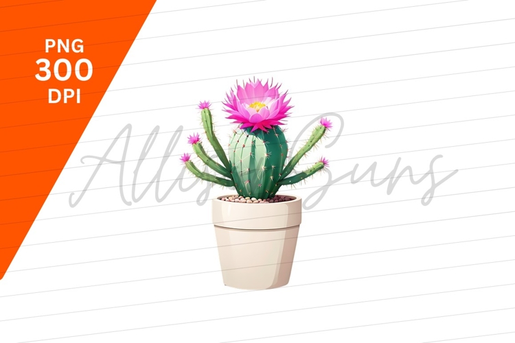 Blooming Cactus In Pot Clipart Png