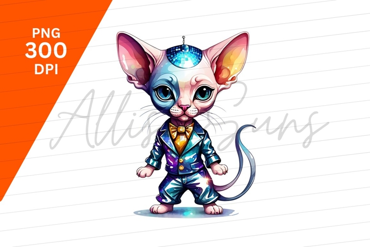 Disco Cat Suit Clipart Png Illustration