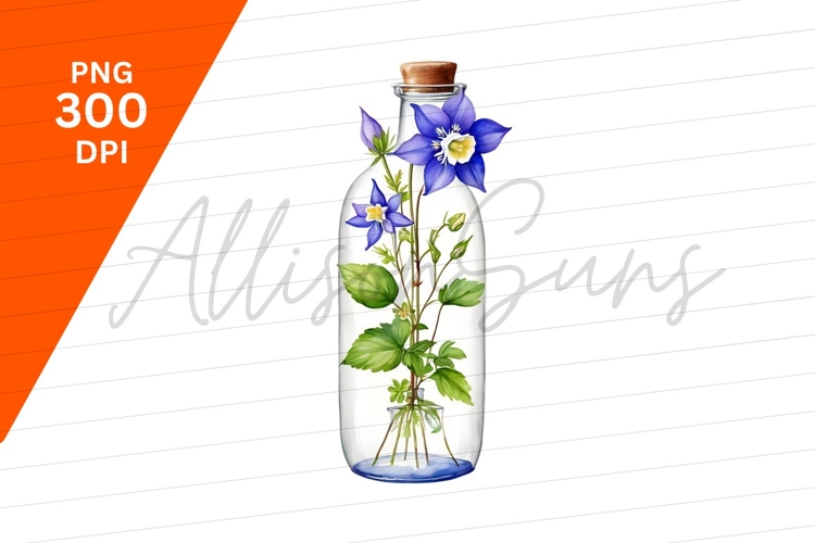 Columbine Flower In Bottle Clipart Png example image 1