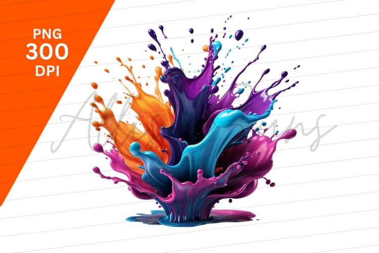 Abstract Colorful Paint Splashes Clipart Png