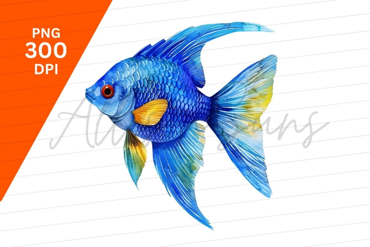 Watercolor Angelfish Illustration Isolated On White PNG