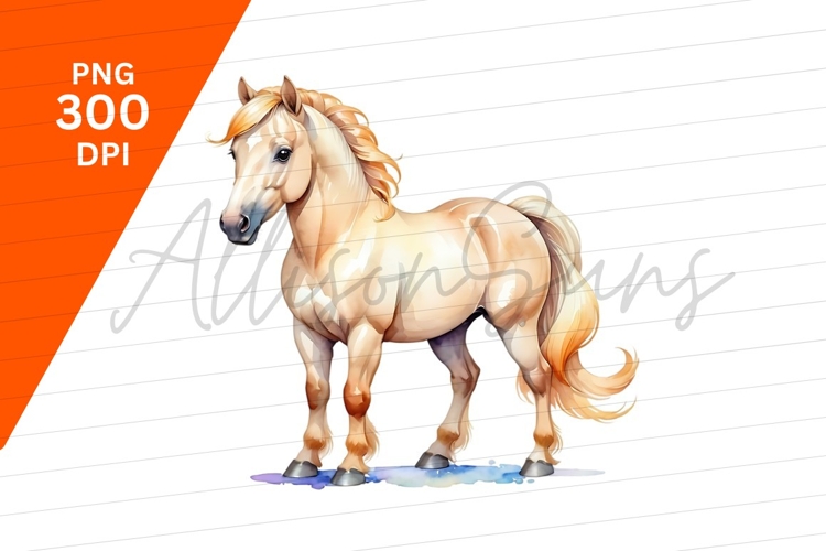 Watercolor Palomino Horse Clipart Isolated Image