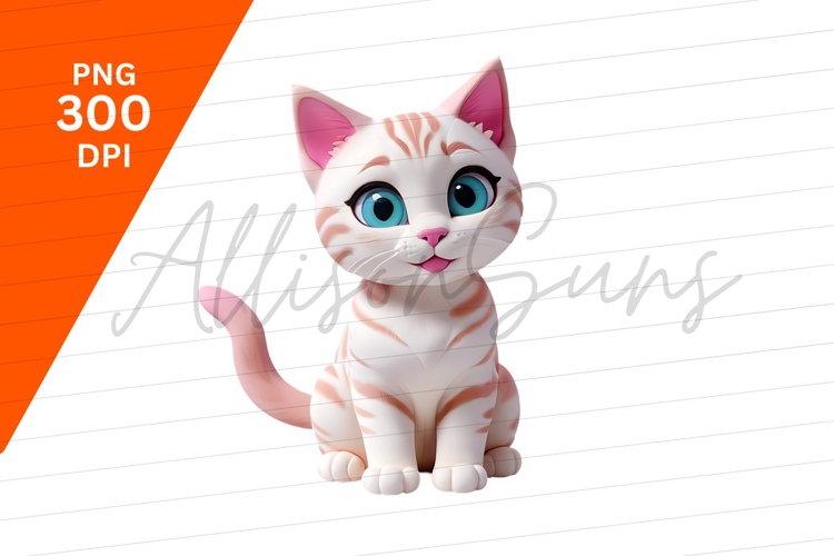 Cute Cartoon Striped Cat Clipart Png example image 1
